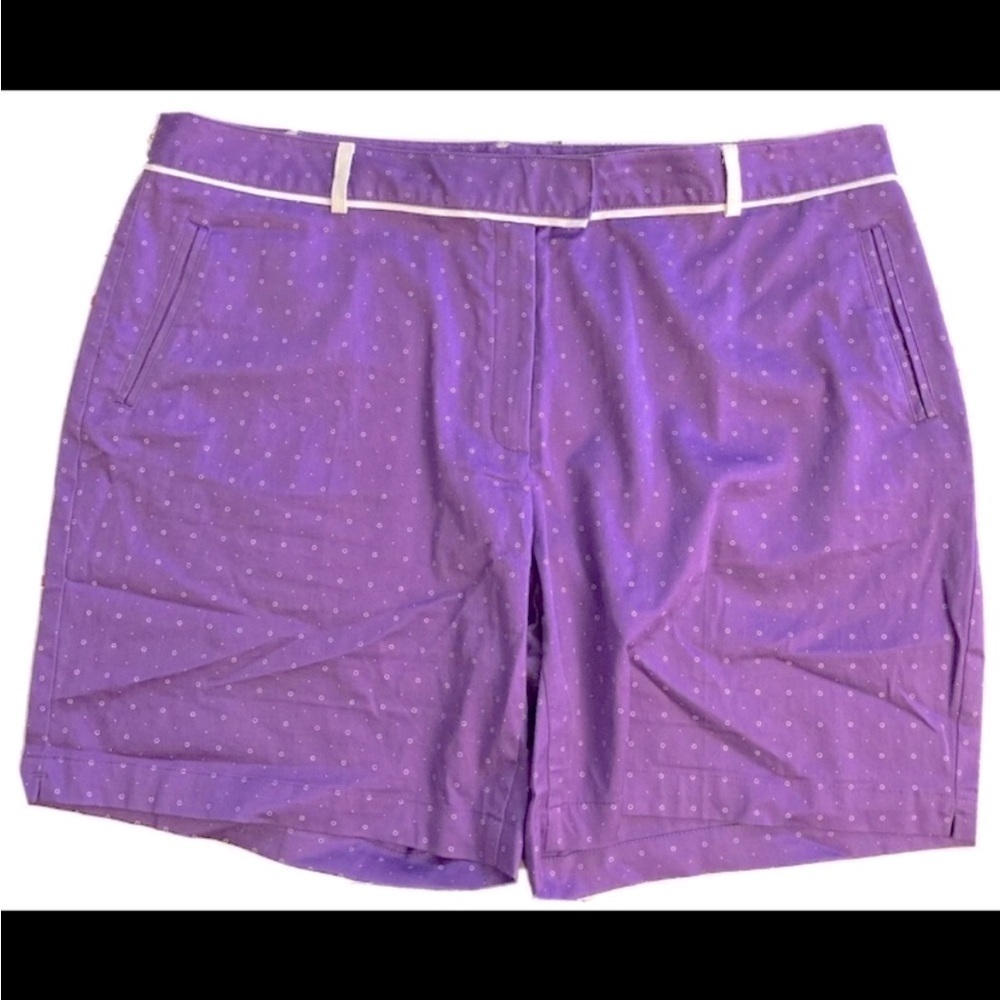 Lady Hagen purple flat front shorts with polkadot sz14
